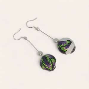 Pendientes Paraíso Floral Esfera Blanco